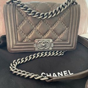 Chanel Quilted Metallic Gray Handbag